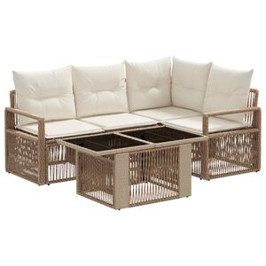 vidaXL Ensemble de canap&eacute; de jardin 5 pc Beige et blanc cr&egrave;me
