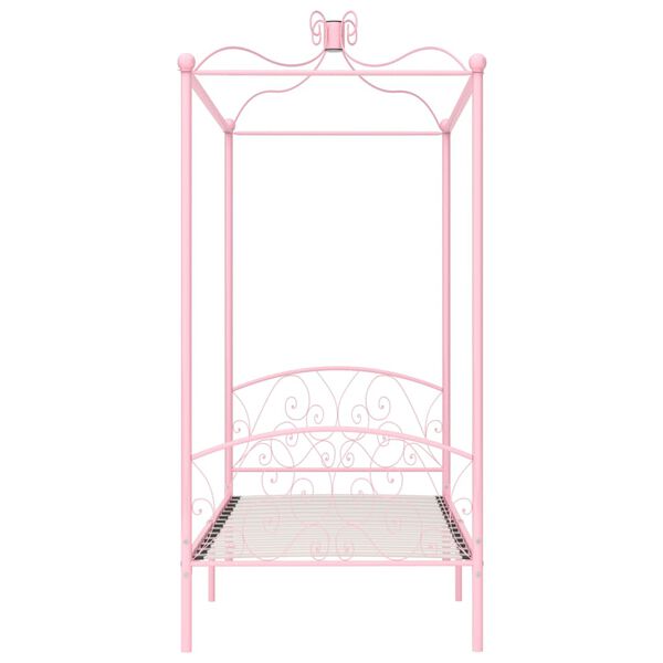 vidaXL Cadre de lit à baldaquin sans matelas rose métal 90x200 cm