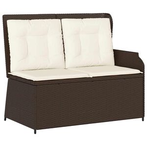 vidaXL Banc inclinable de jardin avec coussins marron r&eacute;sine tress&eacute;e