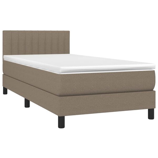 vidaXL Sommier &agrave; lattes de lit avec matelas LED Taupe 90x190 cm Tissu