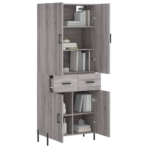 vidaXL Buffet haut Sonoma gris 69,5x34x180 cm Bois d'ing&eacute;nierie
