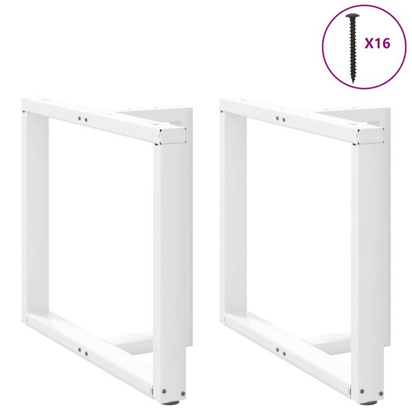vidaXL Pieds de table &agrave; manger en T, 2 pi&egrave;ces, blanc, 90 x 35 x (72-73) cm, acier