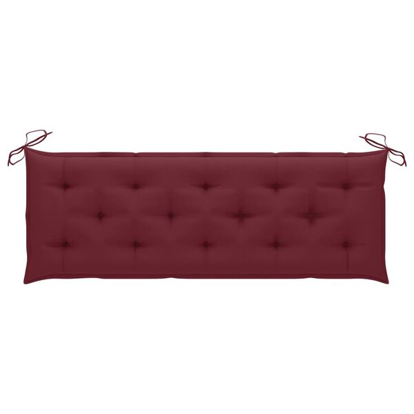 vidaXL Banc Batavia avec coussin bordeaux 150 cm Bois de teck massif