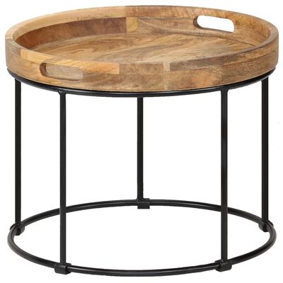 vidaXL Table basse Bois de manguier massif et acier 50x40 cm