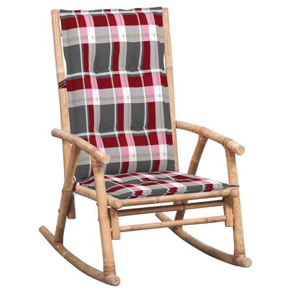 vidaXL Chaise &agrave; bascule avec coussin Bambou