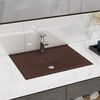 vidaXL Lavabo avec trou de robinet Marron fonc&eacute; mat 60x46 cm C&eacute;ramique