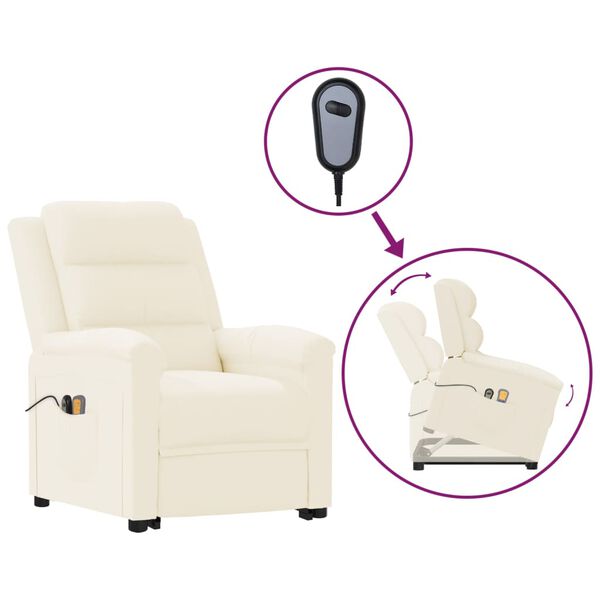 vidaXL Fauteuil de massage Cr&egrave;me Similicuir
