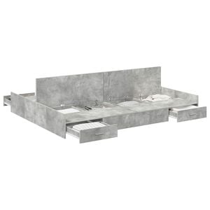 vidaXL Cadre de lit avec rangement avec tiroir Gris b&eacute;ton 150 x 200 cm