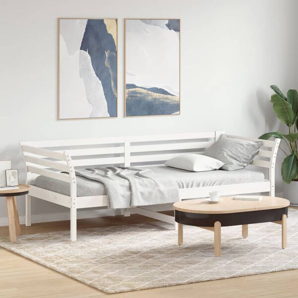 vidaXL Lit de jour sans matelas blanc 100x200 cm bois de pin massif