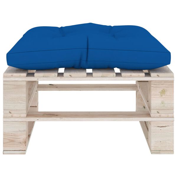 vidaXL Repose-pied palette de jardin et coussin bleu royal bois de pin