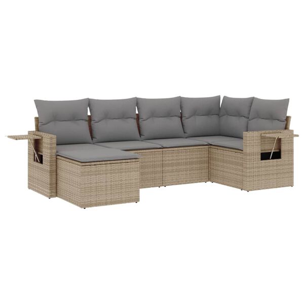 vidaXL Salon de jardin avec coussins 6 pcs beige r&eacute;sine tress&eacute;e
