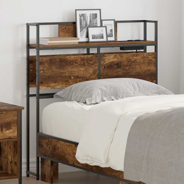 vidaXL T&ecirc;te de lit de rangement Ch&ecirc;ne fum&eacute; 80 cm Bois d'ing&eacute;nierie