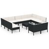 vidaXL Salon de jardin 12 pcs avec coussins r&eacute;sine tress&eacute;e noir