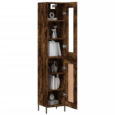 vidaXL Buffet haut Chêne fumé 34,5x34x180 cm Bois d'ingénierie