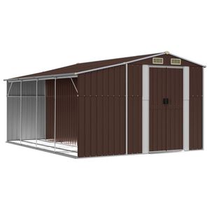 vidaXL Abri de jardin marron 277x365,5x179 cm acier galvanis&eacute;