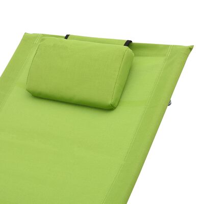 vidaXL Chaise longue avec oreiller Vert Textilène
