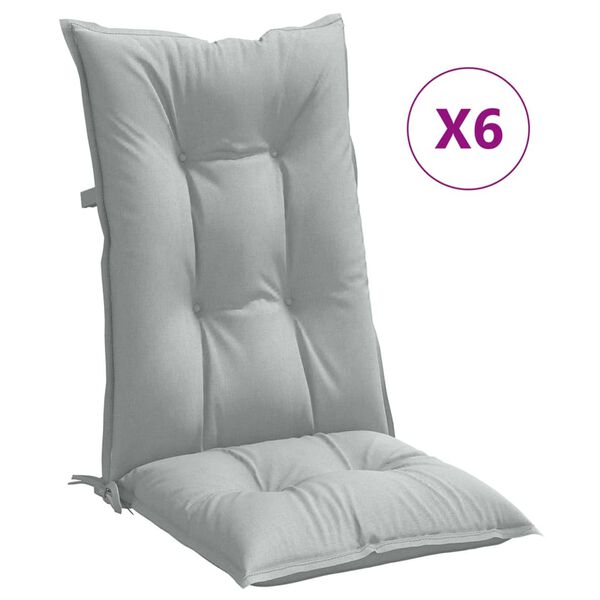 vidaXL Coussins de chaise &agrave; dossier haut lot de 6 gris clair m&eacute;lang&eacute;