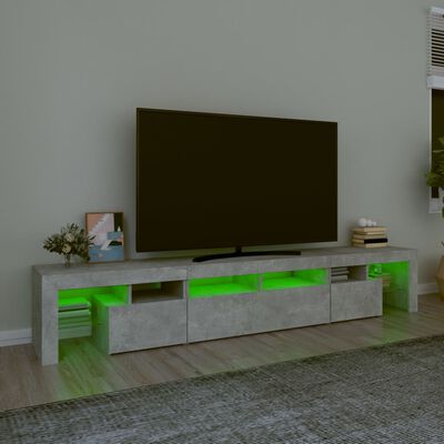 vidaXL Meuble TV avec lumières LED Gris béton 230x36,5x40 cm