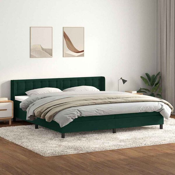 vidaXL Sommier &agrave; lattes de lit et matelas vert fonc&eacute; 200x210cm velours