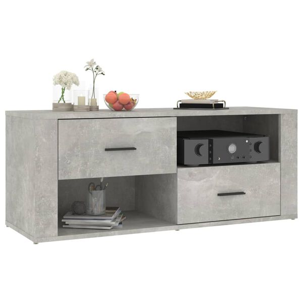 vidaXL Meuble TV Gris béton 100x35x40 cm Bois d'ingénierie