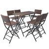 vidaXL Ensemble &agrave; manger d'ext&eacute;rieur pliable 7pcs Acier R&eacute;sine tress&eacute;e