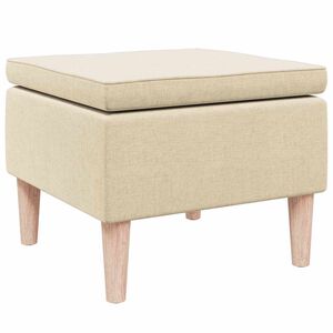 vidaXL Tabouret avec pieds en bois Cr&egrave;me Tissu