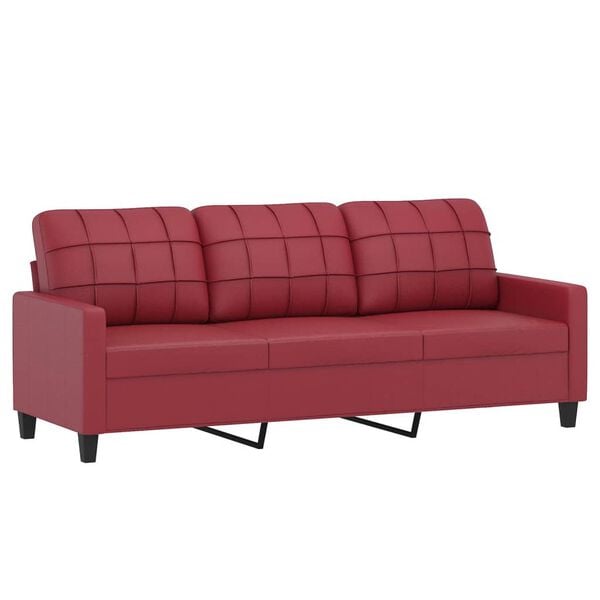 vidaXL Canap&eacute; &agrave; 3 places Rouge bordeaux 180 cm Similicuir