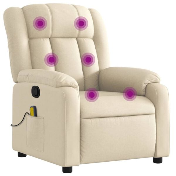vidaXL Fauteuil de massage inclinable crème tissu