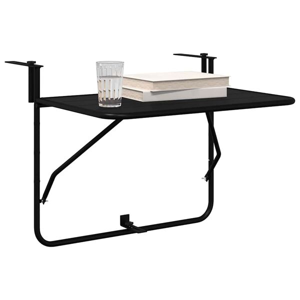 vidaXL Table Suspendue de Balcon Noir 60 x 39 x 65 cm Acier