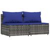 vidaXL Canap&eacute;s centraux de jardin et coussins 2pcs Gris R&eacute;sine tress&eacute;e