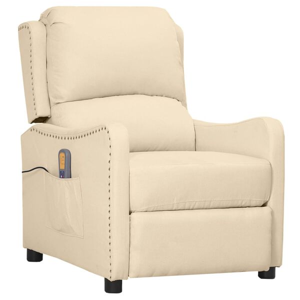 vidaXL Fauteuil de massage Cr&egrave;me Tissu