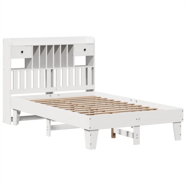 vidaXL Cadre de lit sans matelas blanc 135x190 cm bois de pin massif