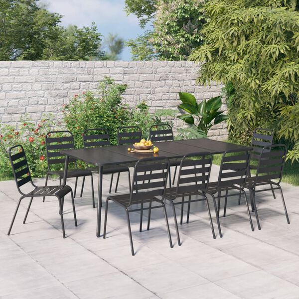 vidaXL Ensemble &agrave; manger de jardin 11 pcs anthracite acier