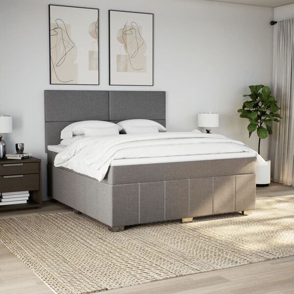 vidaXL Sommier &agrave; lattes de lit avec matelas Taupe 180x200 cm Tissu
