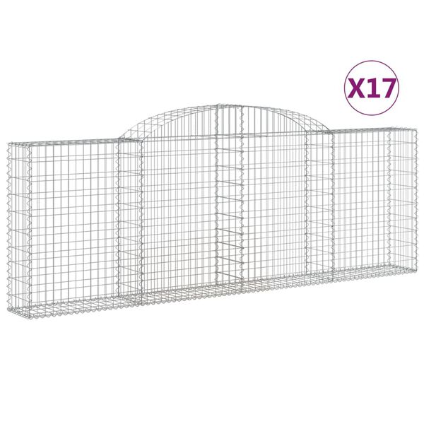 vidaXL Paniers &agrave; gabions arqu&eacute;s 10 pcs 300x30x100/120 cm fer galvanis&eacute;