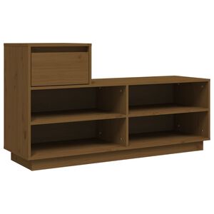 vidaXL Armoire &agrave; chaussures Marron miel 110x34x61cm Bois de pin massif
