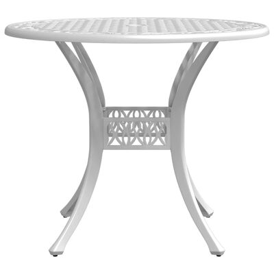 vidaXL Table de jardin blanc Ø90x75 cm aluminium coulé