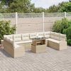 vidaXL Ensemble de canap&eacute; de jardin 11 pcs Beige Poly rotin