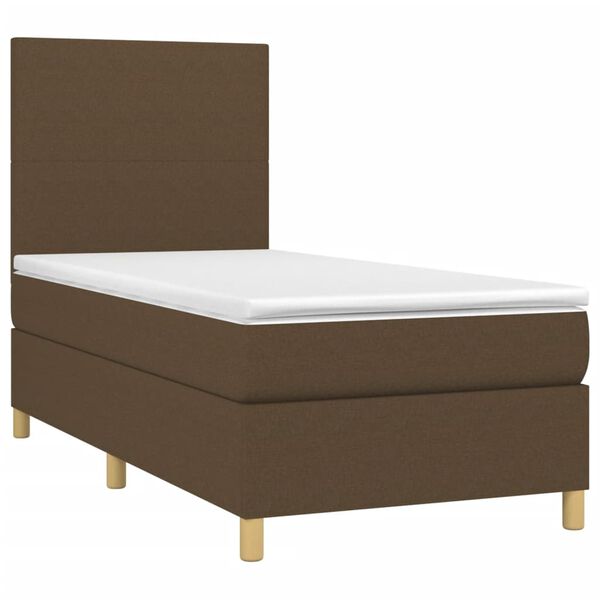 vidaXL Sommier &agrave; lattes de lit et matelas et LED Marron fonc&eacute; 90x190cm