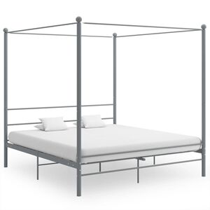 vidaXL Cadre de lit &agrave; baldaquin sans matelas gris m&eacute;tal 180x200 cm