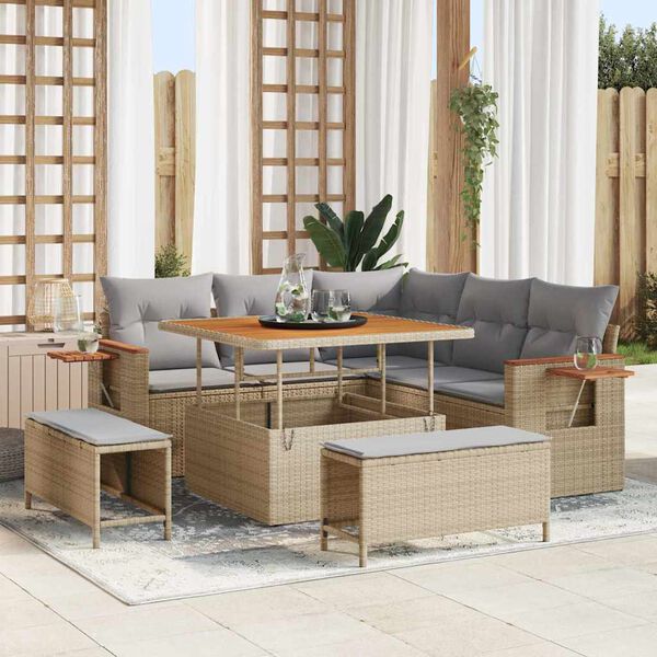 vidaXL Ensemble de canap&eacute; de jardin 8 pcs beige et gris clair