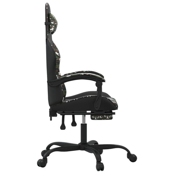 vidaXL Chaise de jeu avec repose-pied Noir et camouflage Similicuir