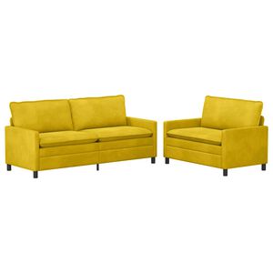 vidaXL Ensemble de Canap&eacute;s 2 pcs Jaune Velours