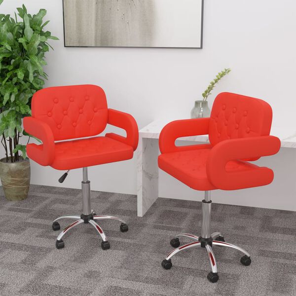 vidaXL Chaises pivotantes &agrave; manger lot de 2 rouge similicuir