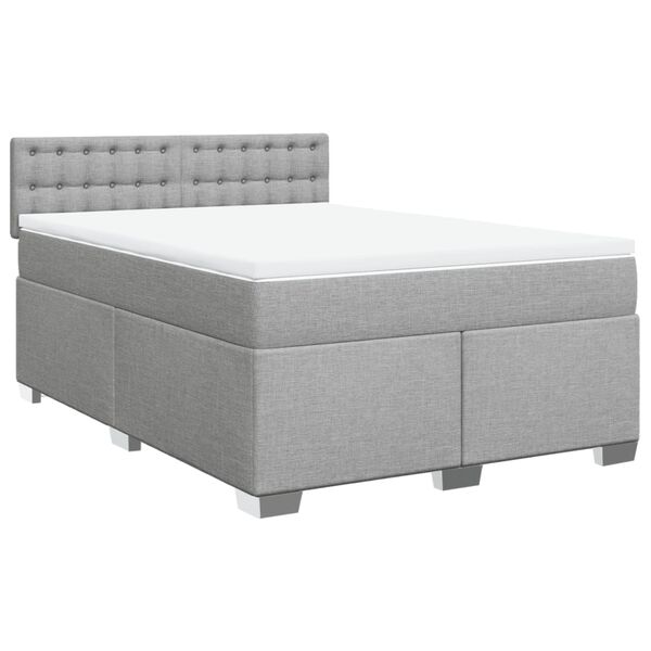 vidaXL Sommier &agrave; lattes de lit avec matelas Gris clair 140x190cm Tissu