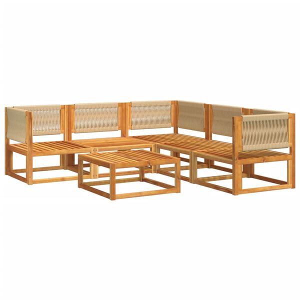 vidaXL Ensemble de canap&eacute;s de jardin 6 pi&egrave;ces avec coussins en bois d'acacia et corde