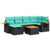 vidaXL Salon de jardin 7 pcs avec coussins noir r&eacute;sine tress&eacute;e