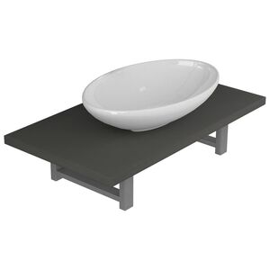 vidaXL Meuble de salle de bain en deux pi&egrave;ces C&eacute;ramique Gris