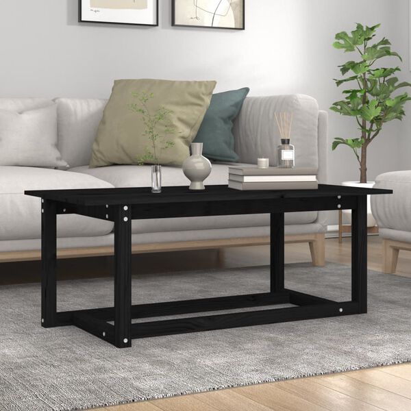 vidaXL Table basse Noir 110x55x45 cm Bois massif de pin