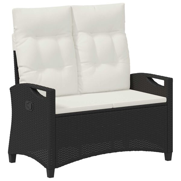 vidaXL Banc de jardin avec oreiller Noir et Cr&egrave;me 105 x 60 x 112 cm